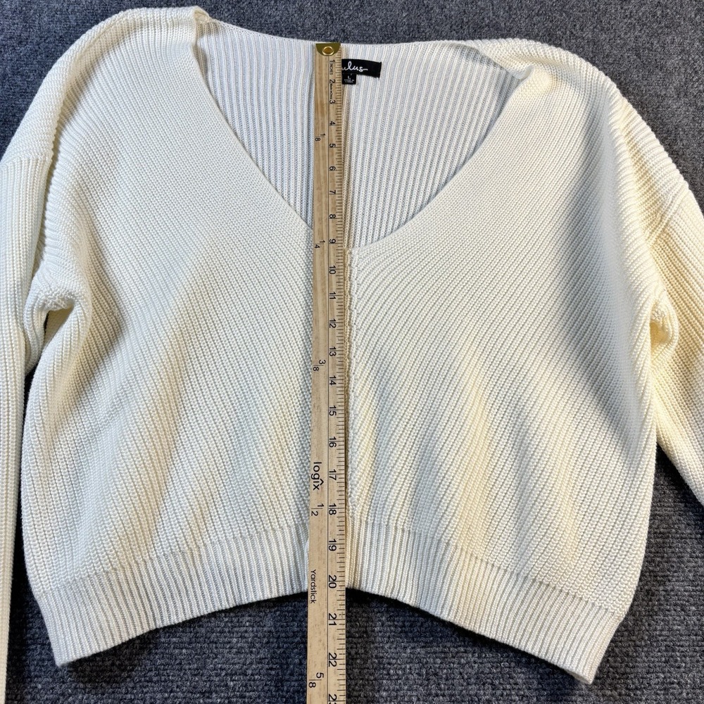 Lulus Sweater Women's Large White‎ V-neck Long Sleeve Knit Sweater - Picture 6 of 6